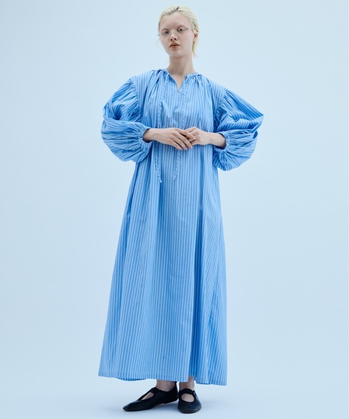 PERNA（ペルナ） 7分袖ワンピース LARGE ブルー レディース : ZOZOTOWN