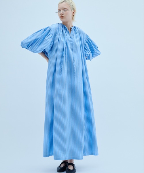 PERNA（ペルナ） 7分袖ワンピース LARGE ブルー レディース : ZOZOTOWN