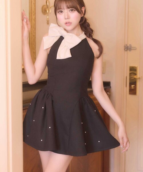 ワンピース Belle Charme Belle Charme ワンピース 「Belle Charme」Velour Ribbon Jewel
