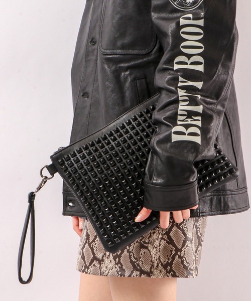 BLACK JACKALL CROWN クラッチバッグ パーティーバッグ スタッズ