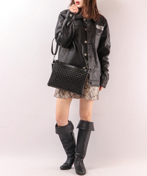 BLACK JACKALL CROWN クラッチバッグ パーティーバッグ スタッズ