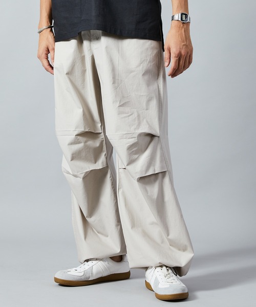00s~ リネン100% 1タック スラックス バルーンパンツ ドレープ 光沢 EMMA CLOTHES スラックス バルーンシルエット ディープタック