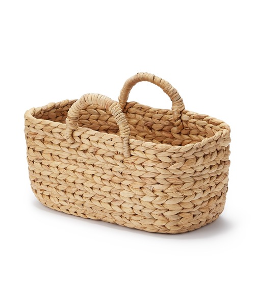 * vintage basket ❀ 両側 持ち手の * バスケット 無印良品（MUJI） 収納 ウォーターヒヤシンス 持ち手付 オーバル