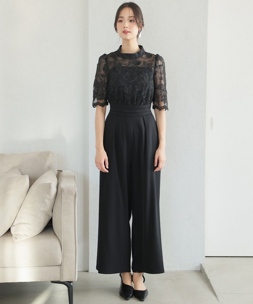 ★美品★ My shawty パンツドレス オールインワン 結婚式 オケージョン My shawty ハイネックレースパンツドレス オールインワン 結婚式