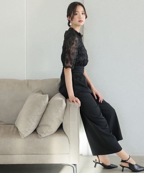 オケージョン、結婚式、オールインワン PourVous パンツドレス オールインワン パーティー 結婚式