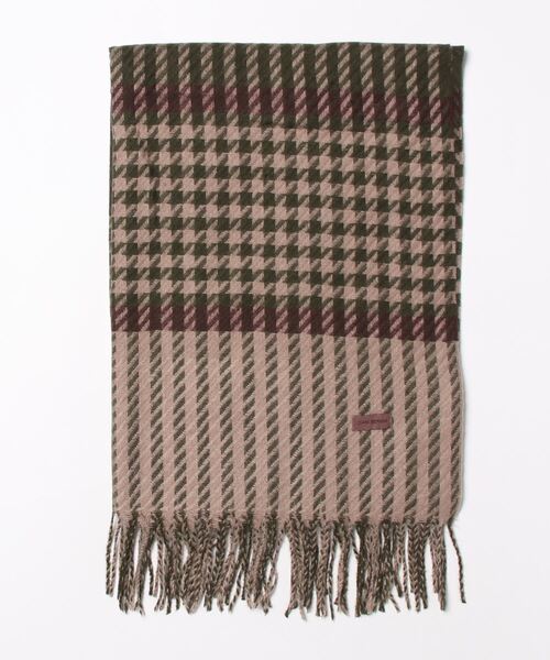 【美品】45R 千鳥格子 チェック マフラー ストール ピンク CECIL McBEE（セシルマクビー） マフラー ストール 千鳥格子 チェック