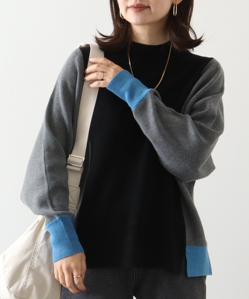 ニット セーター BRODIAEA 配色ハイネックプルオーバー レディース ニット セーター BRODIAEA 配色ハイネックプルオーバー