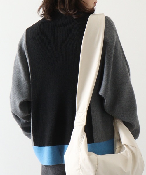 ニット セーター BRODIAEA 配色ハイネックプルオーバー