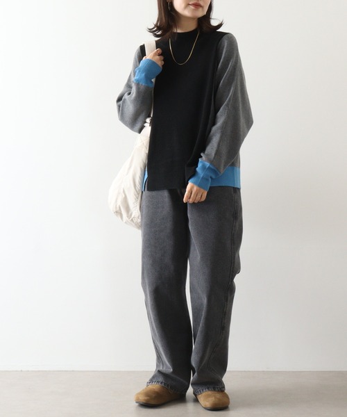 ニット セーター BRODIAEA 配色ハイネックプルオーバー レディース ニット セーター BRODIAEA 配色ハイネックプルオーバー