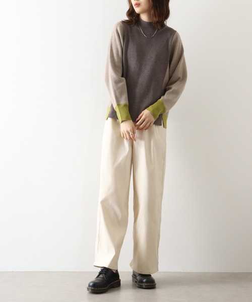 ニット セーター BRODIAEA 配色ハイネックプルオーバー レディース ニット セーター BRODIAEA 配色ハイネックプルオーバー