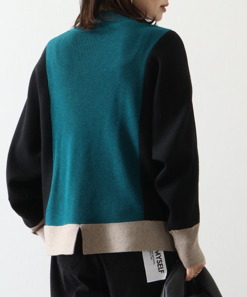 ニット セーター BRODIAEA 配色ハイネックプルオーバー レディース ニット セーター BRODIAEA 配色ハイネックプルオーバー