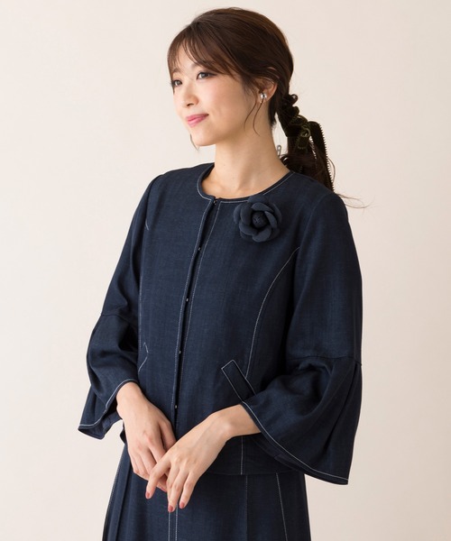 ローズティアラ デニム調パーカー ￼￼袖パール 46 【公式通販】