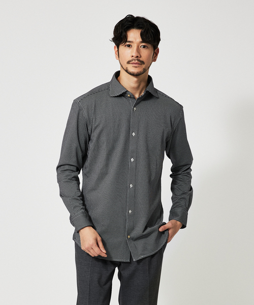 アバハウス（ABAHOUSE）/【FLEX SHIRTS】コンパクトシルキー ギンガムチェック 長袖シャツ ABAHOUSE（アバハウス） シャツ 「FLEX SHIRTS」コンパクトシルキー