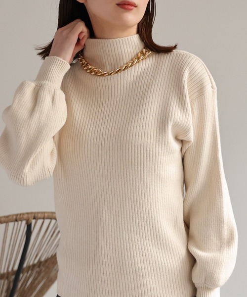 vintage アイボリー ボリュームスリーブ ニット sakishimatokyo ニット セーター ボリュームスリーブ ボトルネック