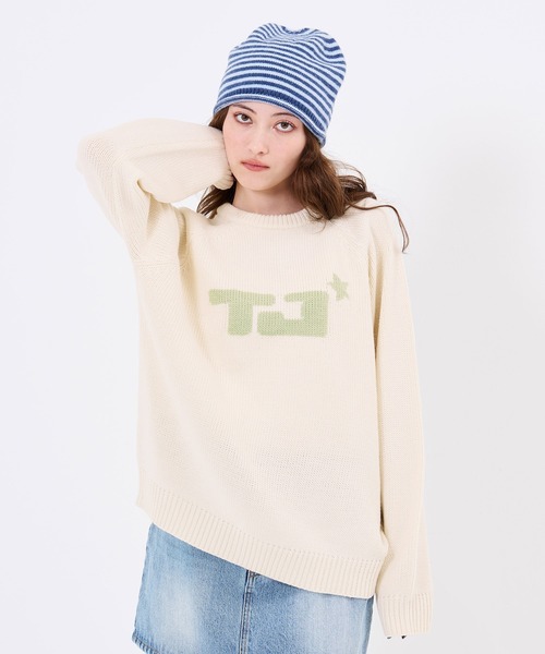 【新品・タグ付き】tinajojunユニセックス ジャガードニット ベージュ TINA：JOJUN（ティーナジョジュン） ニット セーター ユニセックス