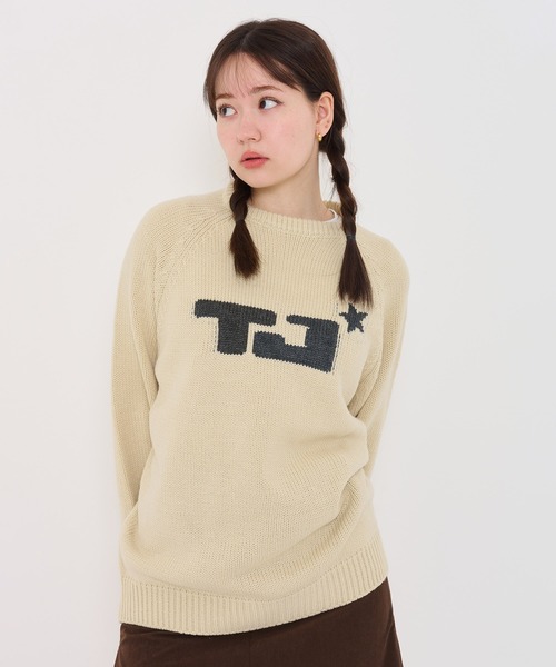 【新品・タグ付き】tinajojunユニセックス ジャガードニット ベージュ TINA：JOJUN（ティーナジョジュン） ニット セーター ユニセックス