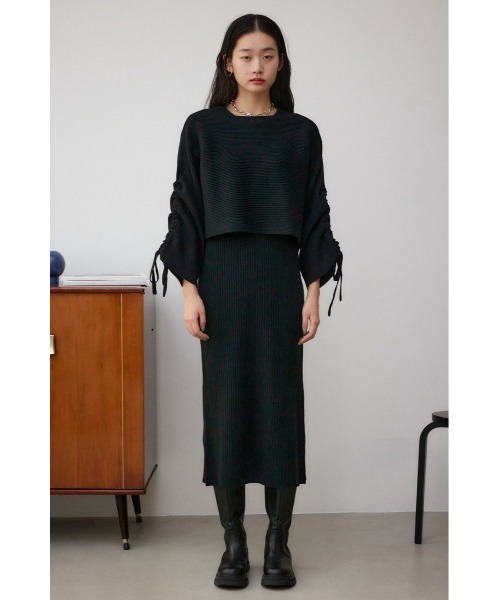 AZUL BY MOUSSY ワンピース レイヤードセットドローストリング