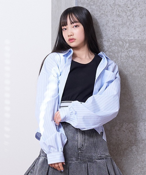 LOVETOXIC ブラウス シャツ 「LTXC」インナーつきストライプ