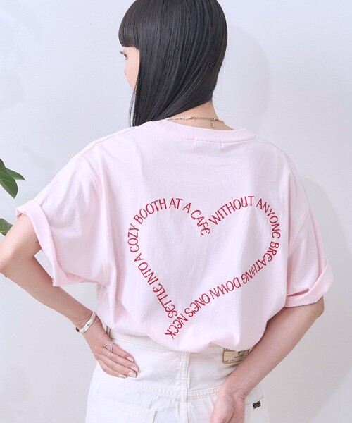 Chalk Pink Pink Heavy Cotton Drop Shoulder Heart T-shirt