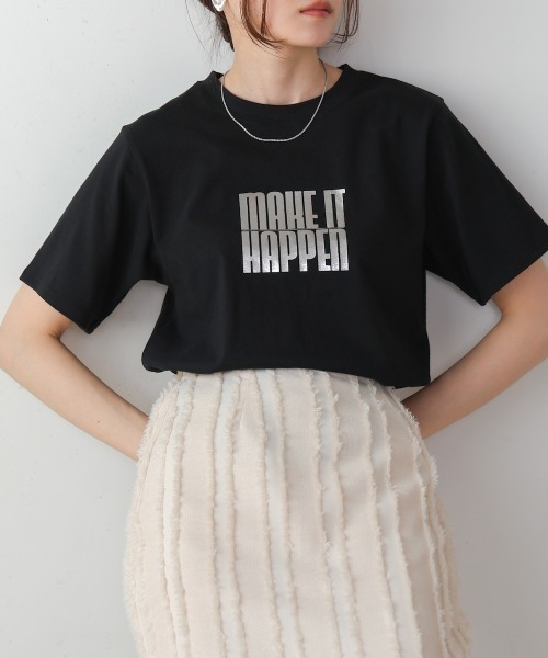 BAB tシャツ シルバーロゴプリントTeeシャツ レディース