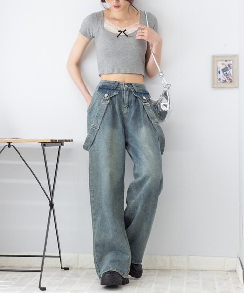 pumpkin port ジーンズ デニム デニムパンツ サスペンダー付き