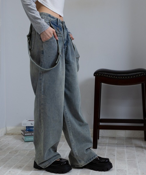 FIRMUM サスペンダー付きデニムワイドパンツ SUPERIOR CLOSET》別注サスペンダー付きワイド