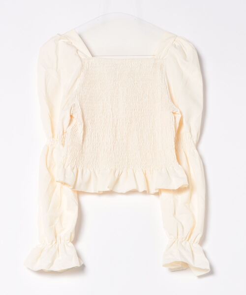 ブラウス シャツ アシメスクエアネックウエストリボンサテンブラウス レディース Achic tシャツ スクエアネック胸リボンブラウス レディース