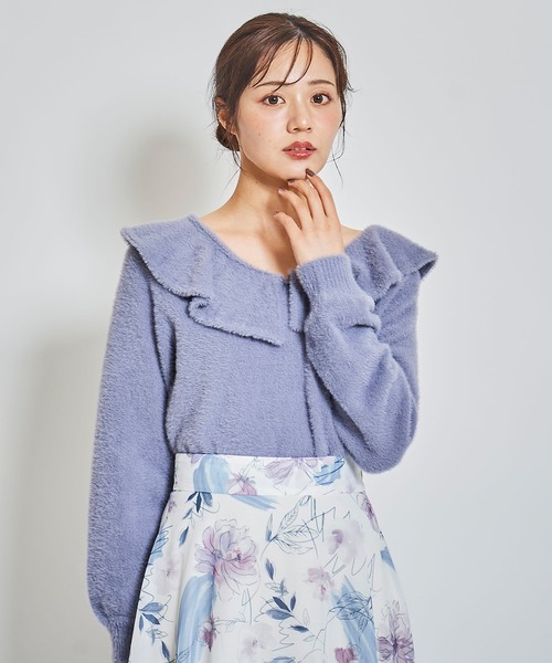 31 Sons de mode ニット セーター ラッフルフリルカラーシャギー