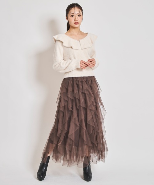 31 Sons de mode ニット セーター ラッフルフリルカラーシャギー