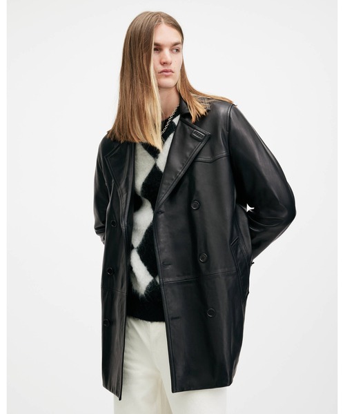高速 割引 平日 ALLSAINTS コート ジャケット KESSLER DOUBLE BREASTED LEATHER ジャケット・アウター