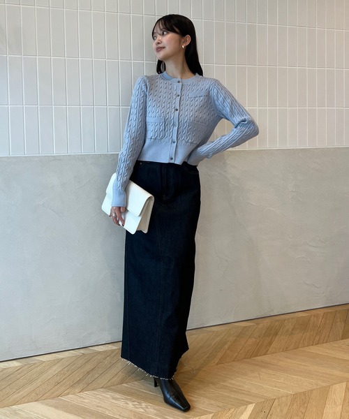 anuans デニムスカート シームデザインデニムタイトスカート