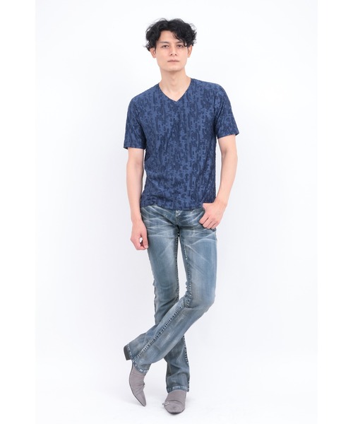 ジーンズ TORNADO MART∴ペイントクリアコーティングシューカットデニム メンズの画像