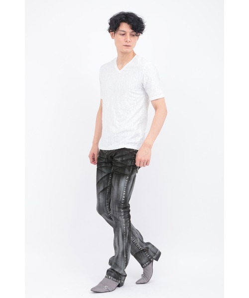 ジーンズ TORNADO MART∴ペイントクリアコーティングシューカットデニム メンズの画像