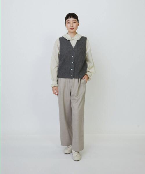 LOISIR ベスト ジレ モヘヤ混片畦Vネックベスト レディース : ZOZOTOWN
