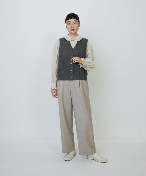 【美品】miccar シルクウール ベスト ジレ ホワイト LOISIR ベスト ジレ モヘヤ混片畦Vネックベスト レディース : ZOZOTOWN