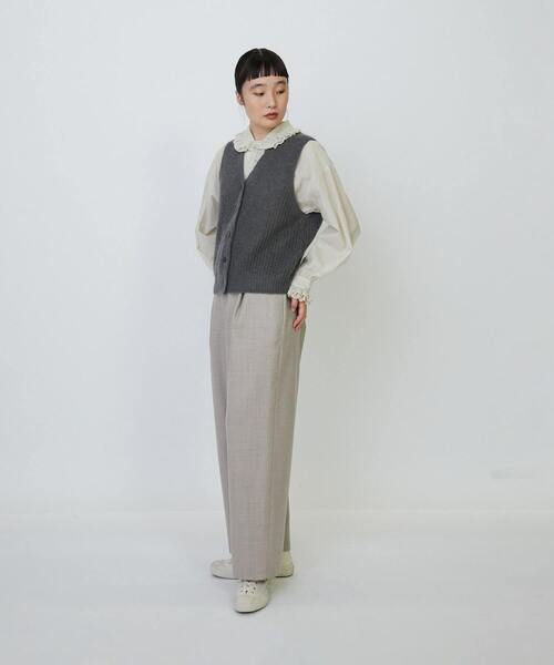 LOISIR ベスト ジレ モヘヤ混片畦Vネックベスト レディース : ZOZOTOWN