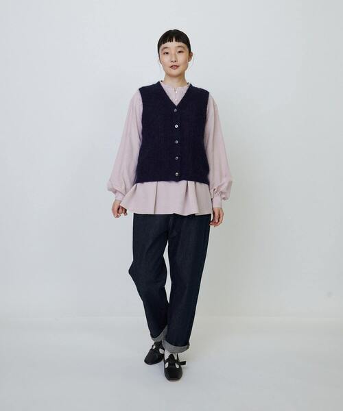 LOISIR ベスト ジレ モヘヤ混片畦Vネックベスト レディース : ZOZOTOWN