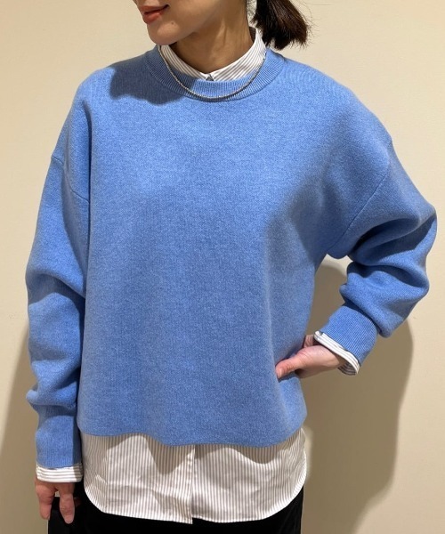 【美品】  NOWOS / ノーウォス | Cotton wool crewneck cutsew カットソー ニット | | ベージュ | レディース 美品】 NOWOS / ノーウォス | Cotton wool crewneck cutsew カットソー