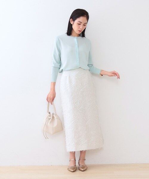 INDIVI（インディヴィ） スカート 「スタイルUP」フリンジ調ジャカード