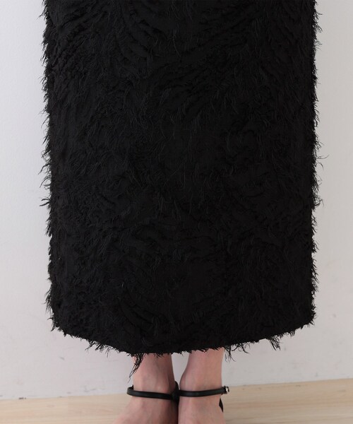 スカート owuii INDIVI（インディヴィ） スカート 「スタイルUP」フリンジ調ジャカード