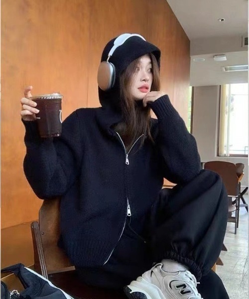 LETee ニット セーター ニットジップパーカー レディース : ZOZOTOWN