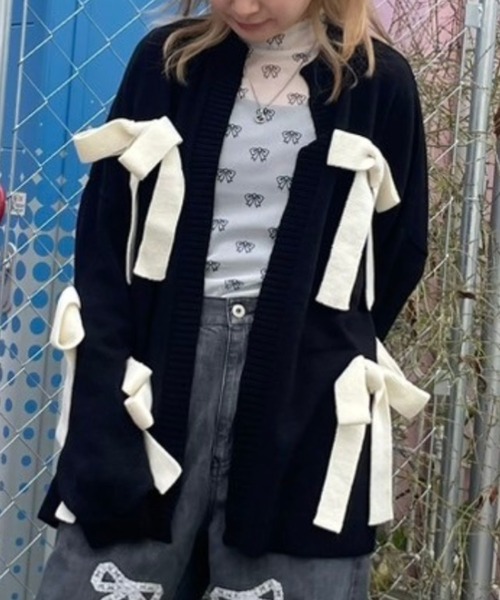 カーディガン RIBBON KNIT カーディガン レディース