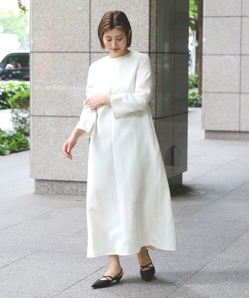 Demi-Luxe BEAMS ワンピース ヴィスコース バックタック ロング