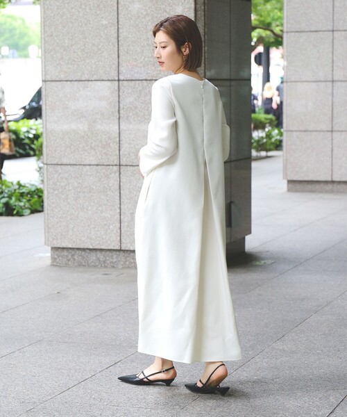 Demi-Luxe BEAMS ワンピース ヴィスコース バックタック ロング
