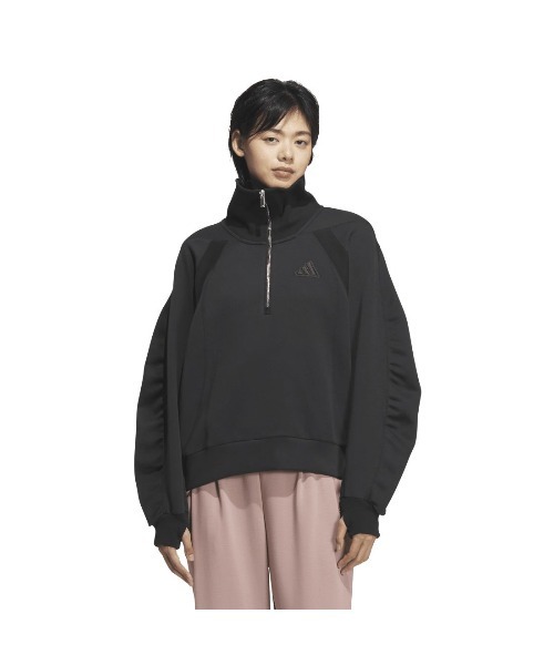 adidas RKU ハーフジップウェア 黒　流通経済大学 adidas（アディダス） トレーナー スウェット adidas Lux AC