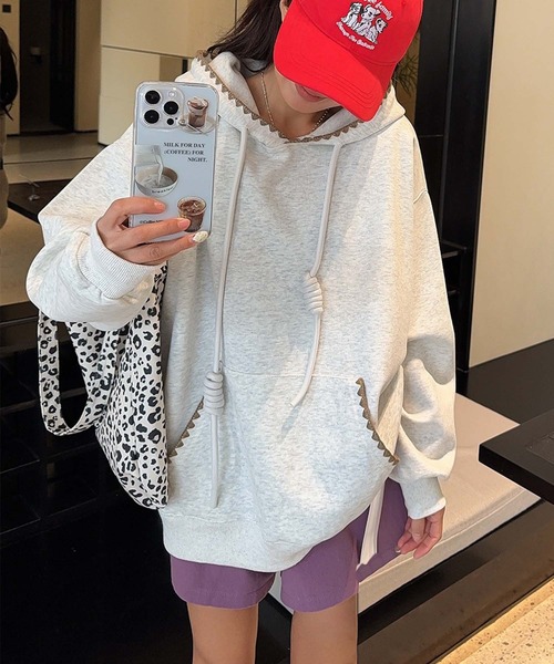 aimoha（アイモハ） パーカー 配色ステッチパーカー レディース