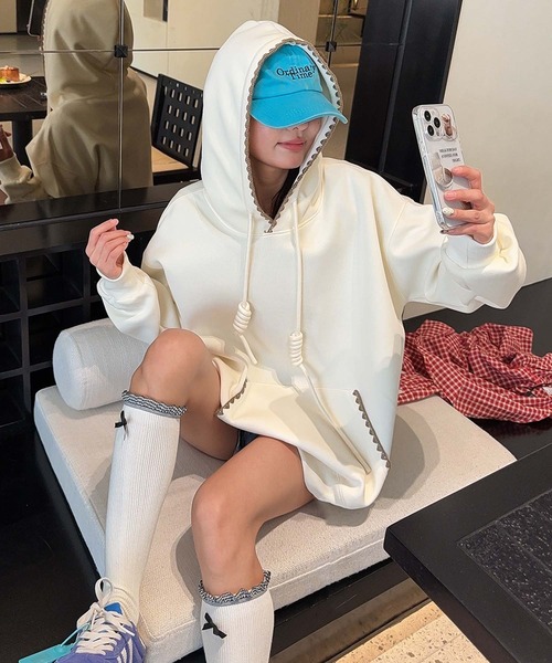 aimoha パーカー 配色ステッチパーカー レディース : ZOZOTOWN