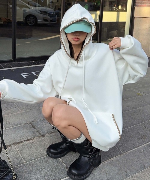 AAA パーカー aimoha パーカー 配色ステッチパーカー レディース : ZOZOTOWN