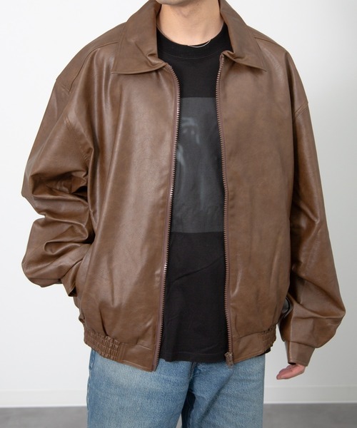 CERCA ブルゾン アウター LEMS/PU ビッグシルエットZIPブルゾン(RS