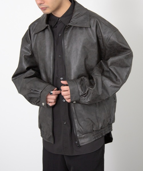 CERCA ブルゾン アウター LEMS/PU ビッグシルエットZIPブルゾン(RS